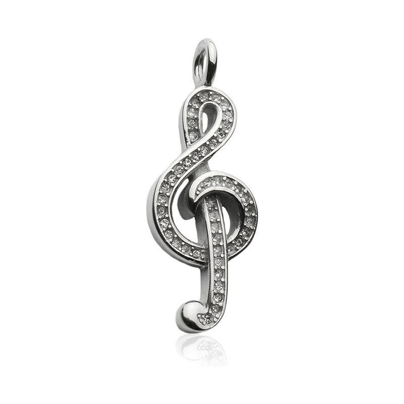 BEMI Design Prívesok husľový kľúč so zirkónmi z chirurgickej ocele 10399952