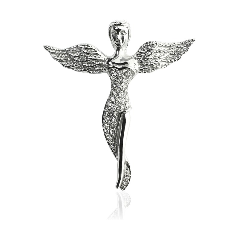 BM Jewellery Prívesok anjel sa zirkónmi z chirurgickej ocele S339100 10399981