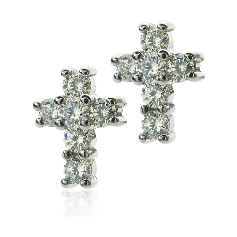 BM Jewellery Náušnice krížik so zirkónmi S349080 10399991