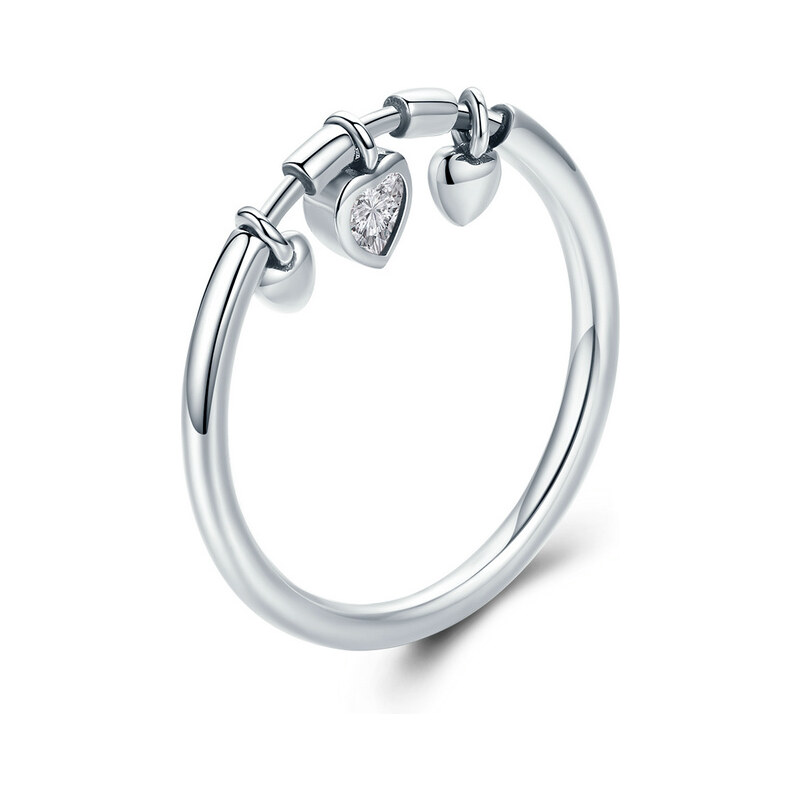 Emporial strieborný prsteň Trblietavé srdce lásky 29365878
