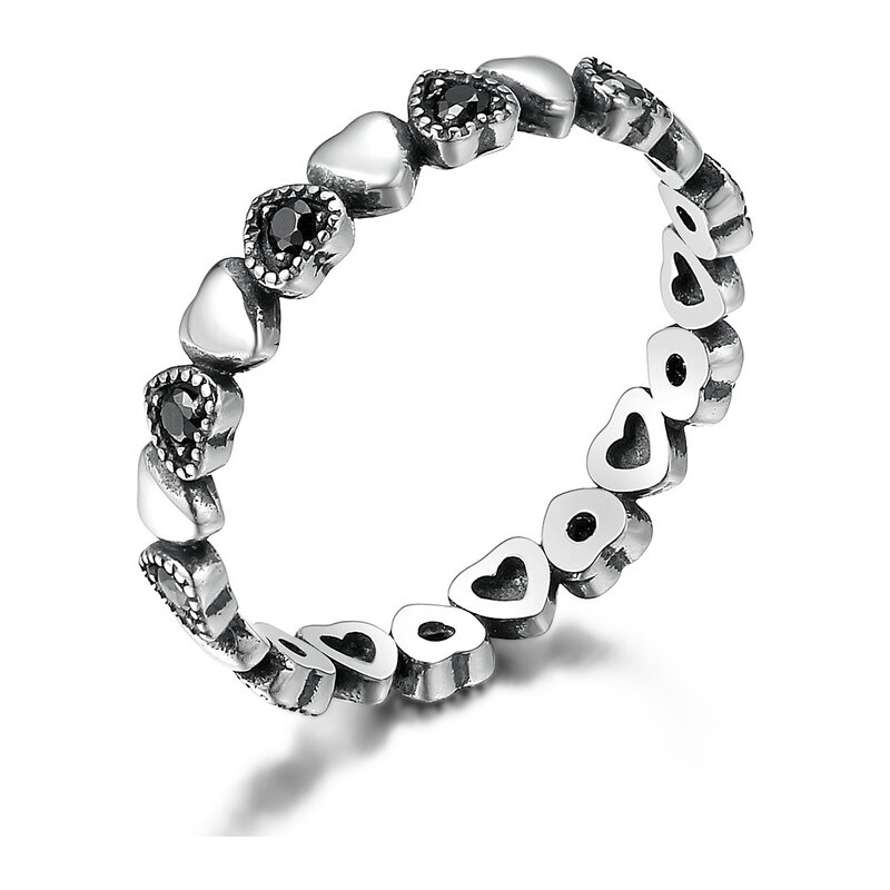 Emporial strieborný prsteň Pole sŕdc 29450825