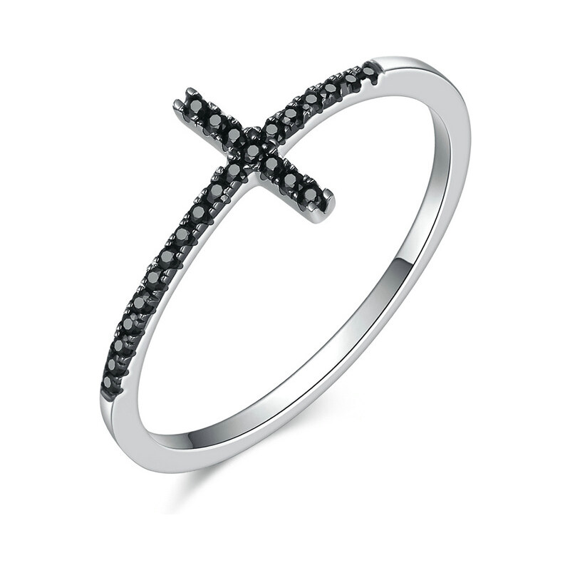 Emporial strieborný prsteň Trblietavý krížik 28682773