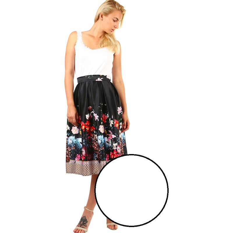 Glara Dámska skladaná polokruhová retro sukňa s kvetinovou potlačou 28762781