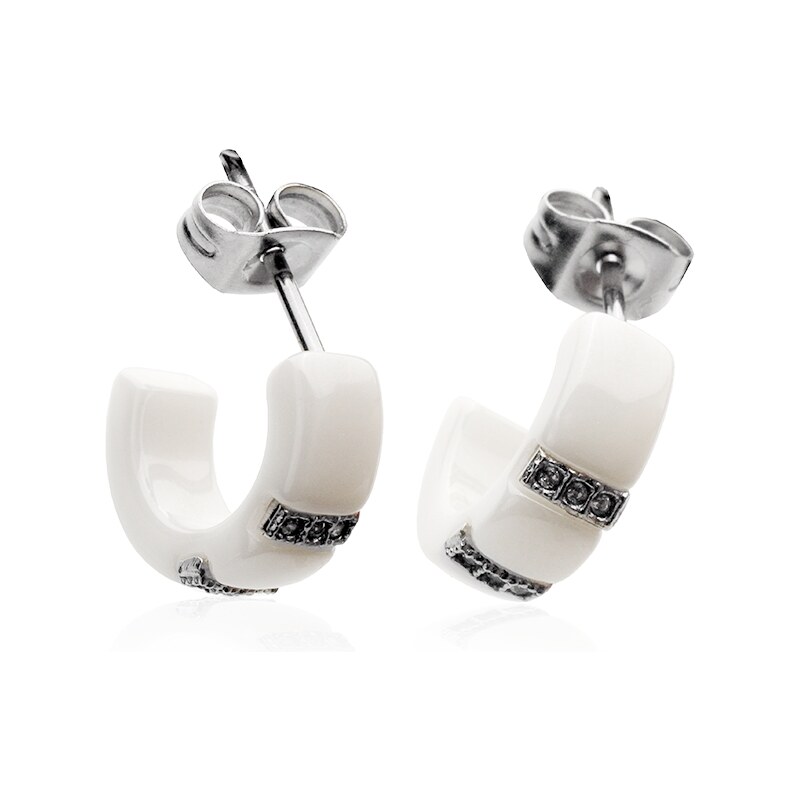 BM Jewellery Náušnice keramické so zirkónmi LUNA S424135 20962803