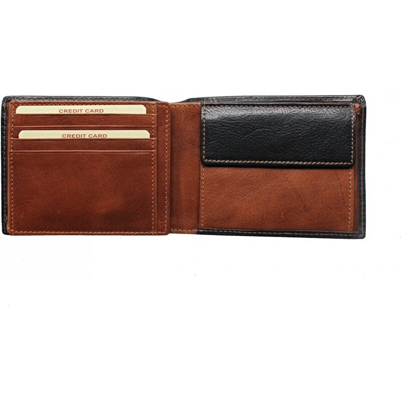 SEGALI Pánska kožená peňaženka 2907114005C čierna koňak 35335594