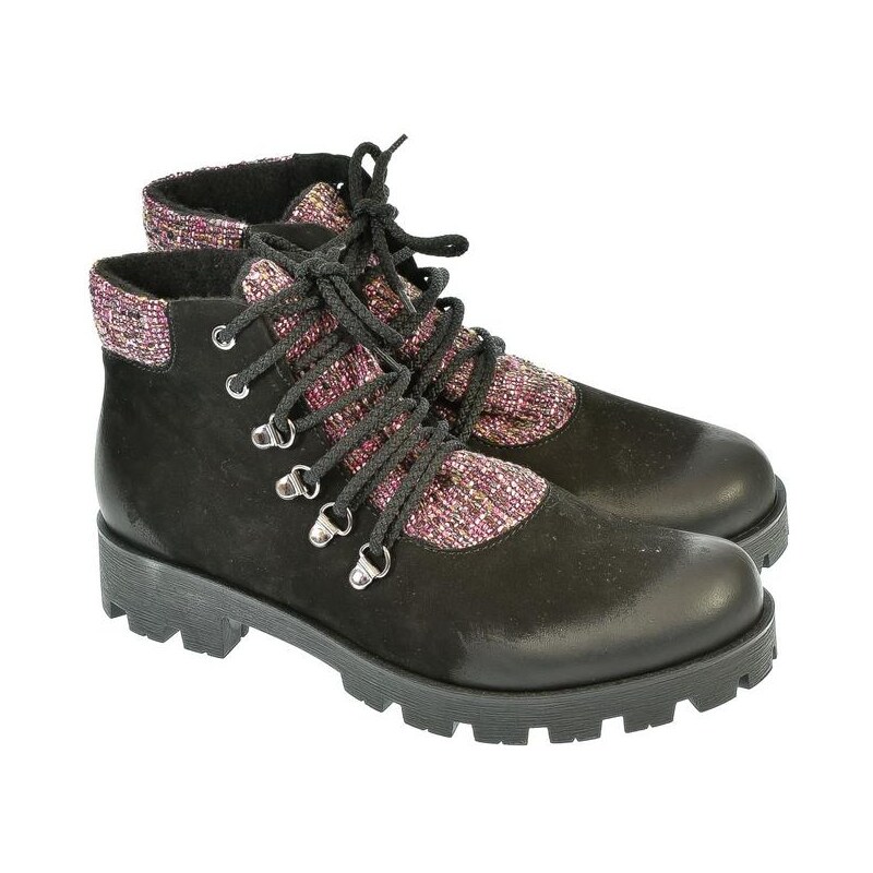 OLEKSY Dámske kožené čierne poltopánky DENTE 6447585