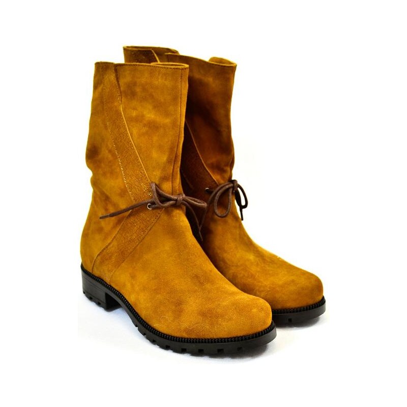 OLEKSY Dámske žlto-hnedé čižmy BECKY 4358119