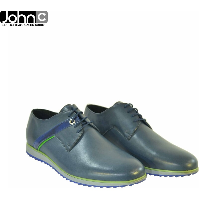 TRIO PÁNSKE MODRÉ KOŽENÉ POLTOPÁNKY ALFRED 8566704