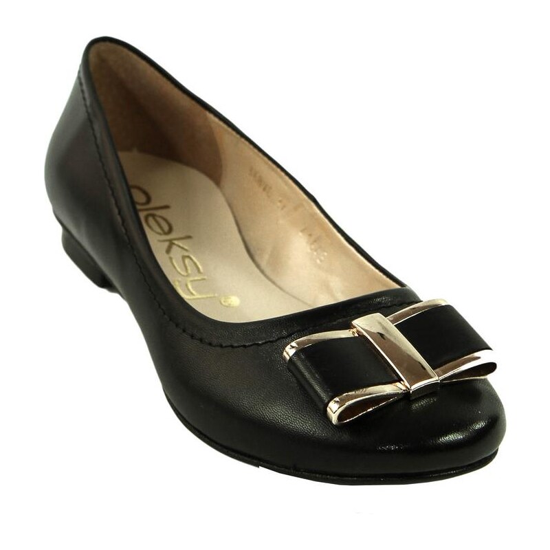 OLEKSY DÁMSKE ČIERNE KOŽENÉ BALERÍNY MERLY 8567169