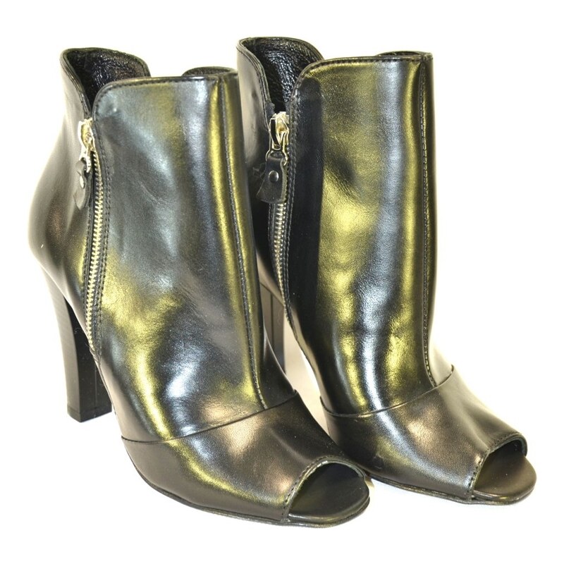 CARINII DÁMSKE ČIERNE HLADKÉ OTVORENÉ ČLENKOVÉ POLTOPÁNKY STEVANA 4360585