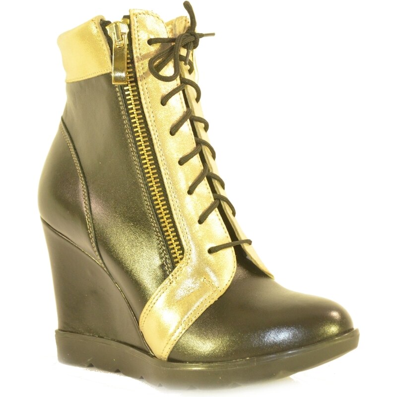 LA BODA DÁMSKE ČIERNO/ZLATÉ ČLENKOVÉ ČIŽMY VIVIEN 4360685