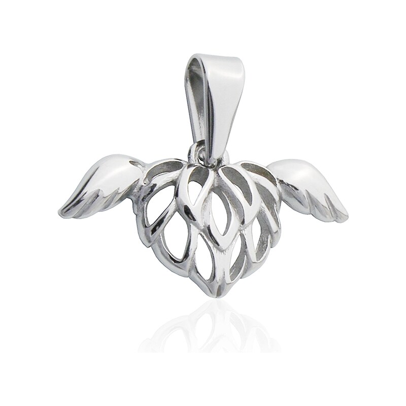BM Jewellery Prívesok srdce s krídlami Valentín z chirurgickej ocele 10400132