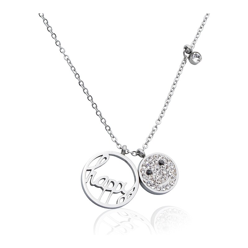 BM Jewellery Náhrdelník s príveskom happy smile z chirurgickej ocele 10400139