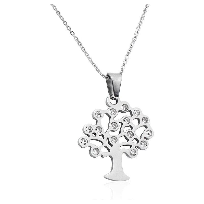BM Jewellery Náhrdelník strom života sa zirkónmi z chirurgickej ocele 10400142