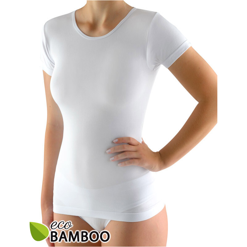 Gina Výhodné balenie 5 kusov - Dámske bambusové tričko hladké bezšvíkové 08027P