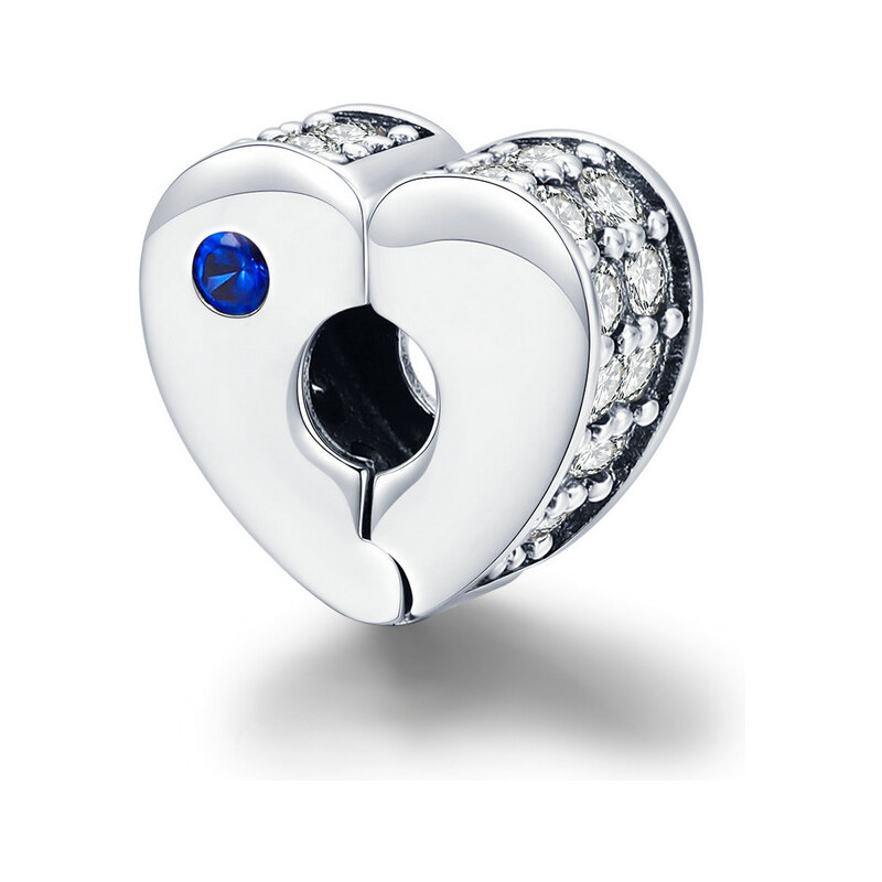 Emporial strieborný prívesok klip Trblietavé srdce 24464408