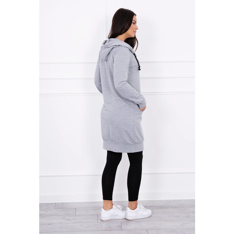 MladaModa Predlžená mikina s kapucňou šedá 6657655