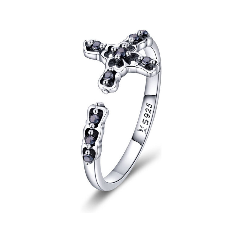 Emporial strieborný nastaviteľný prsteň Krížik 29021064