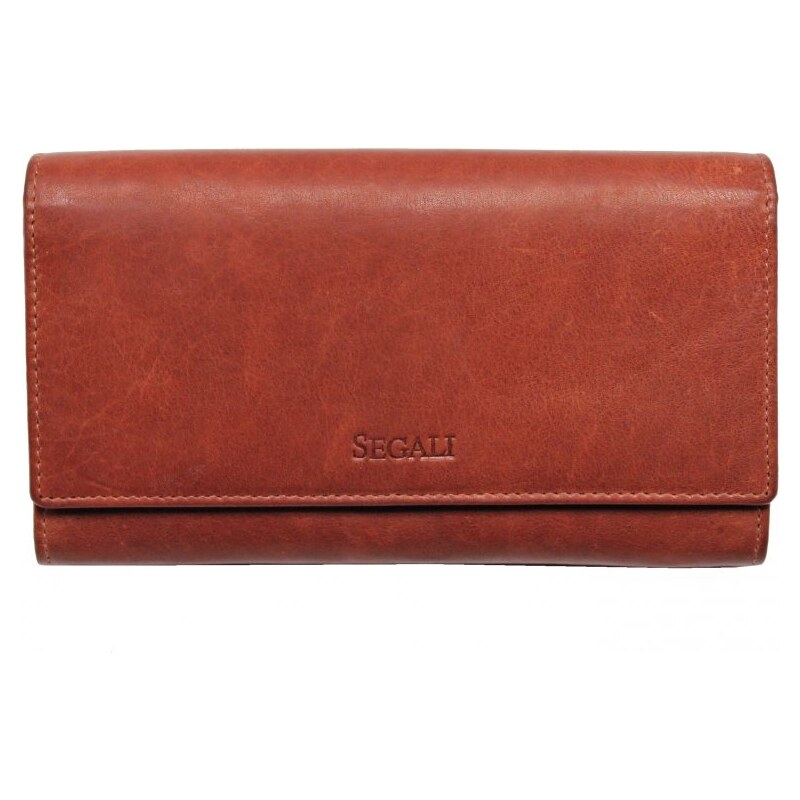 SEGALI Dámska kožená peňaženka SG-228 koňak 35335596