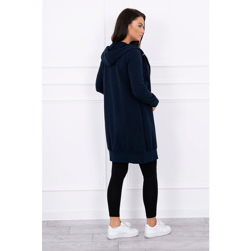 MladaModa Predlžená mikina s kapucňou farba námornícka modrá 66345675