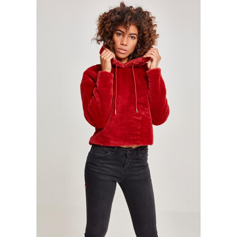 Urban Classics Womens oversize Short Teddy Hoody burgundy 50655837