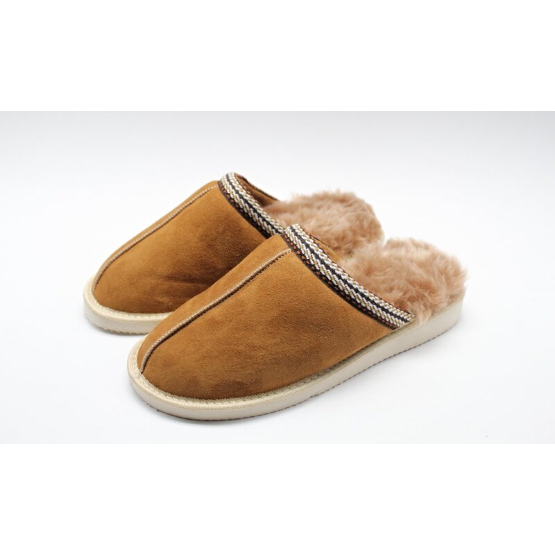GP UNISEX Kožušinové papuče Salvador koňak 58441878
