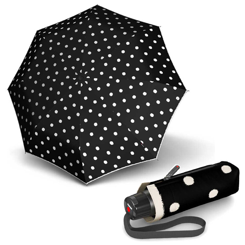 Knirps T.020 Small Manual DOT ART Black - dámsky skladací mini dáždnik
