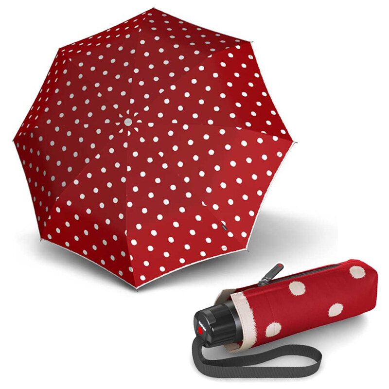 Knirps T.010 Small Manual DOT ART Red - dámsky skladací mini dáždnik