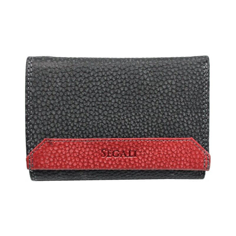 SEGALI Dámska kožená peňaženka SG-2100 čierno červená 35335606