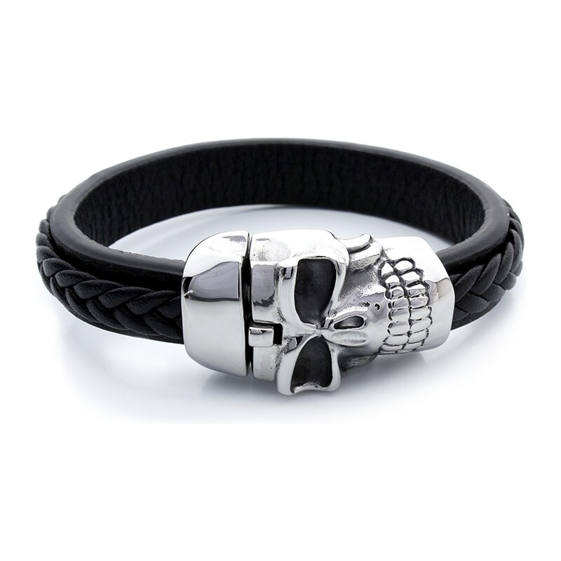 BM Jewellery Pánsky kožený náramok s lebkou SKULL S564280 10400192
