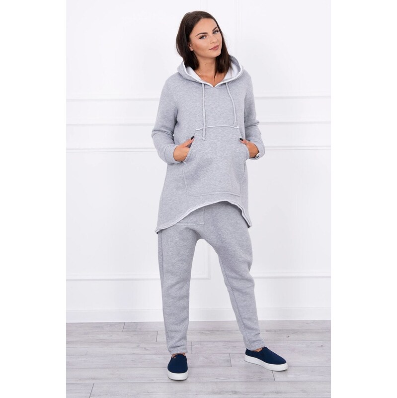 MladaModa Tepláková súprava s nohavicami Baggy šedá 66345673