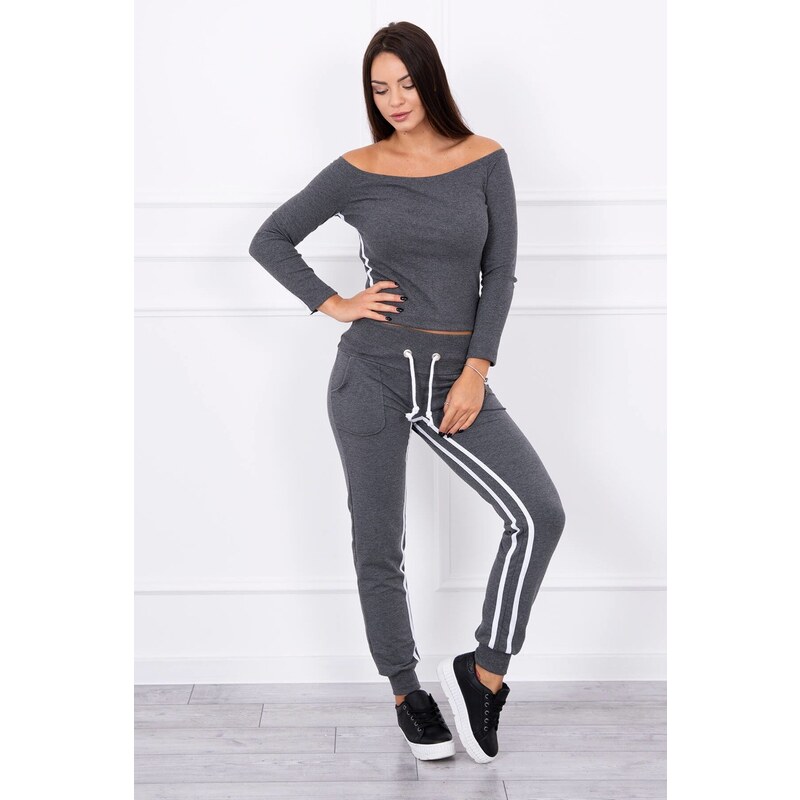 MladaModa Súprava s topom a dvomi prúžkami na boku grafitová 8554358