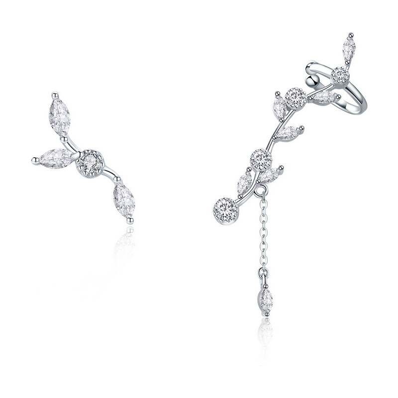 Emporial strieborné asymetrické náušnice Trblietavá elegancia SCE429 27929439