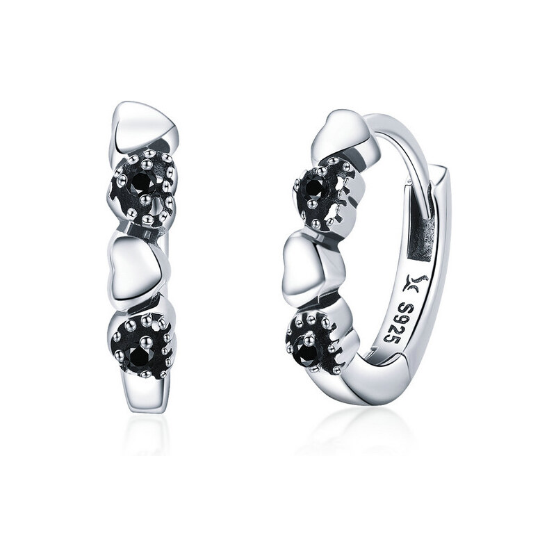 Emporial strieborné náušnice Pole sŕdc SCE445 28186846