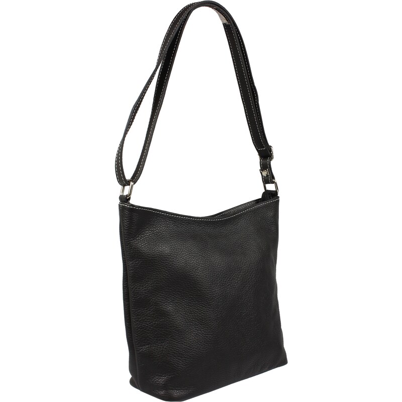 Čierna kožená talianska crossbody kabelka Ebe Nera Filati Bianca 50174335