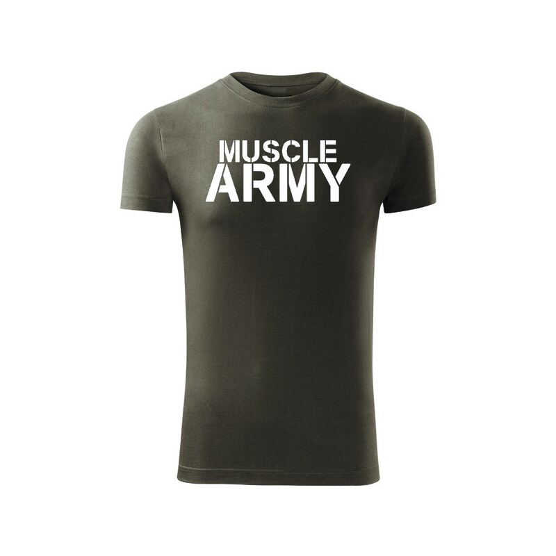 DRAGOWA fitness tričko muscle army, olivová 180g/m2