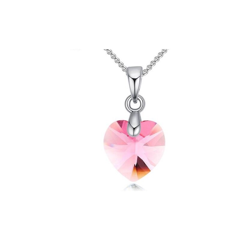 GLORY Náhrdelník krištáľové srdiečko Swarovski elements ružová 173 24068283