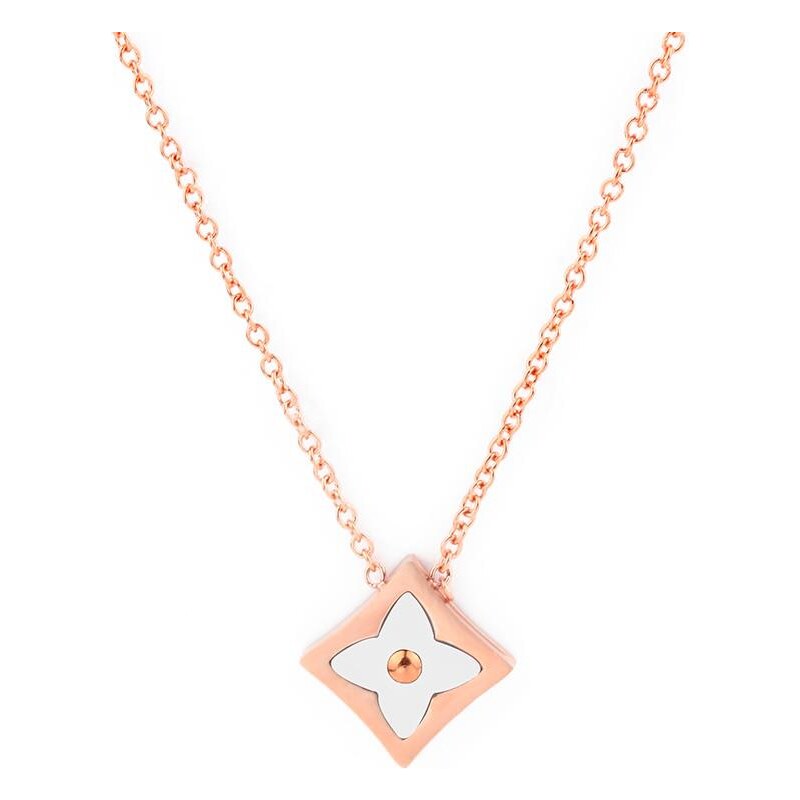 Glory Náhrdelník biely štvorlístok ružovozlatá 131 7971222
