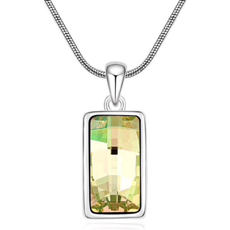 GLORY Náhrdelník krištáľový obdĺžnik Swarovski elements zelený 159 7960860