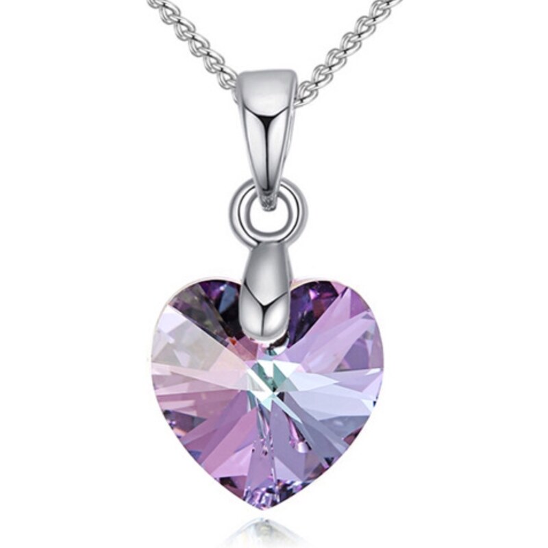 Glory Náhrdelník krištáľové srdiečko Swarivski elements fialová 169 9299327