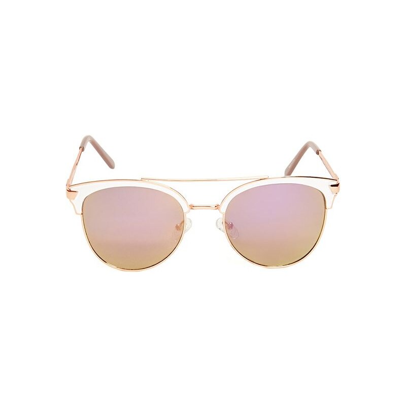 GUESS okuliare Rose Gold-Tone Round Top-Bar Sunglasses, 11323