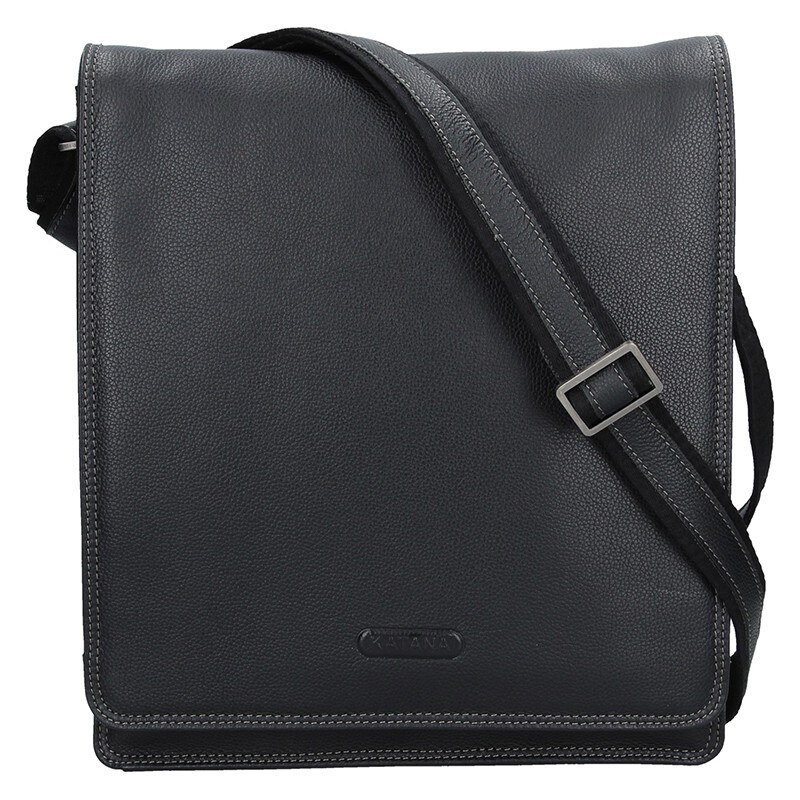 Pánska celokožená taška cez rameno Katana Liver - čierna 64567096