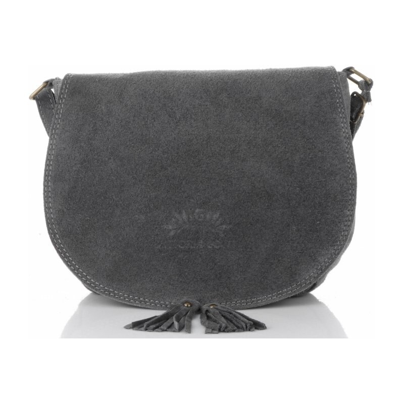 Kožené kabelka listonoška Vittoria Gotti šedá V2002 61232879