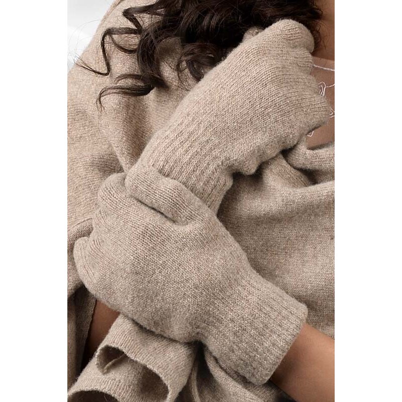 Kamea Tmavobéžové dámske rukavice na zimu 01, Farba tmavobéžová 8245932
