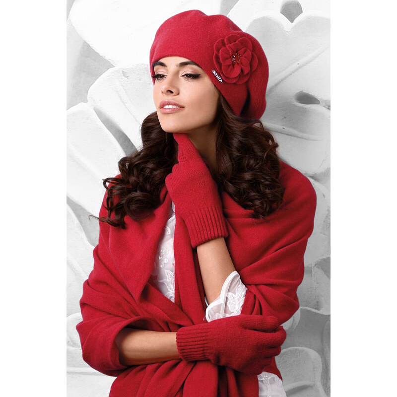 Kamea Červené dámske rukavice na zimu 01, Farba červená