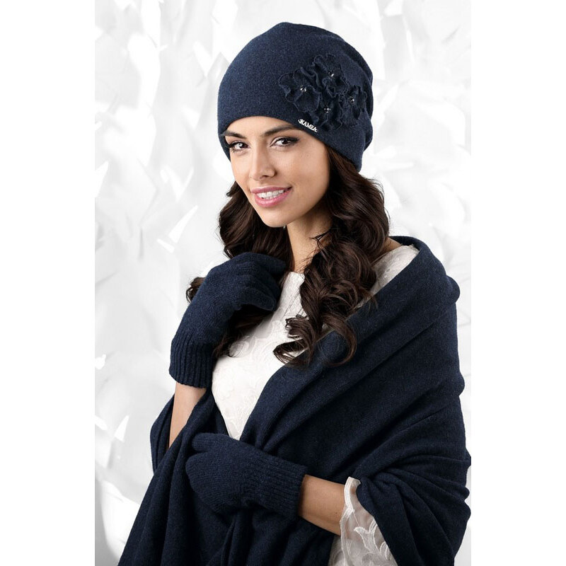 Kamea Tmavomodrý dámsky šál na zimu 01, Farba tmavomodrá 8271271