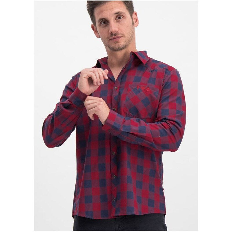 Blutsgeschwister Pánska Karovaná Košeľa Červená/Čierna 8277631