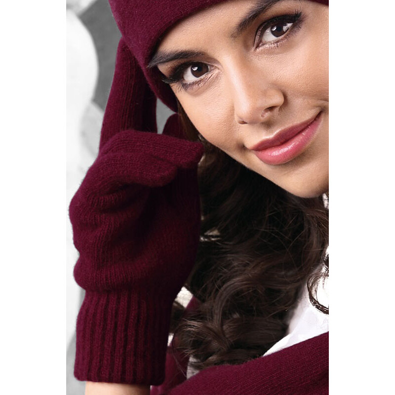 Kamea Bordové dámske rukavice na zimu 01, Farba bordová 8328902