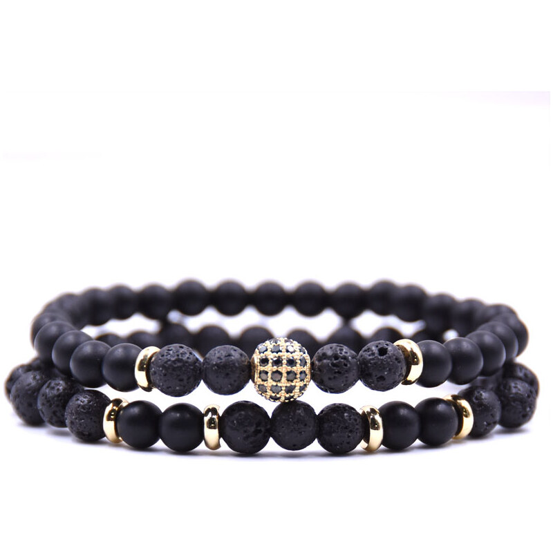 Glory Charms náramok 2 ks čierna/lávové kamienky 1114 36533280