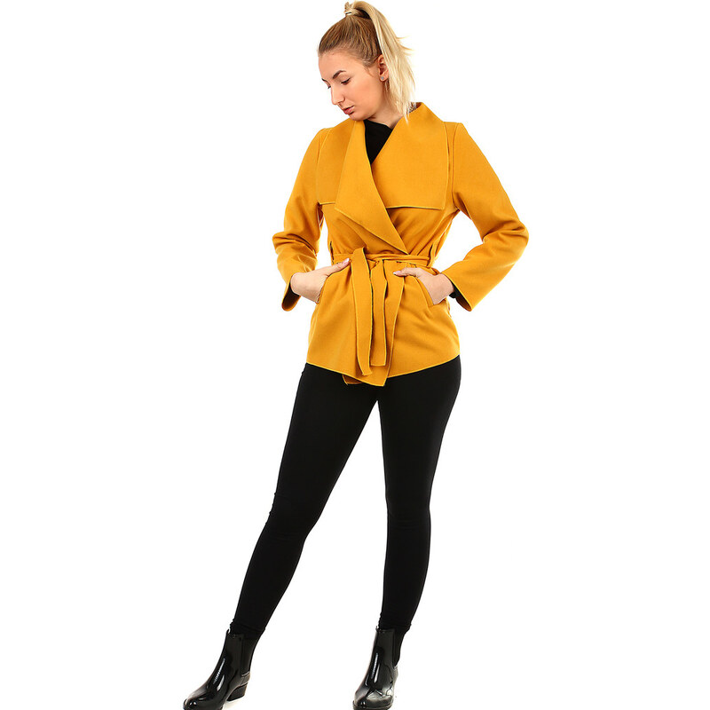 Glara Dámsky kabát s opaskom 26835524